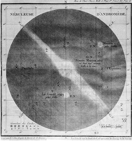 Об’єкт M31, туманність Андромеди. Малюнок Ш. Мессьє. 1807 р.
