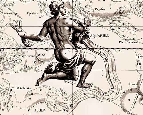 Сузір’я Водолій з Атласу Uranographia Яна Гевелія (1690)