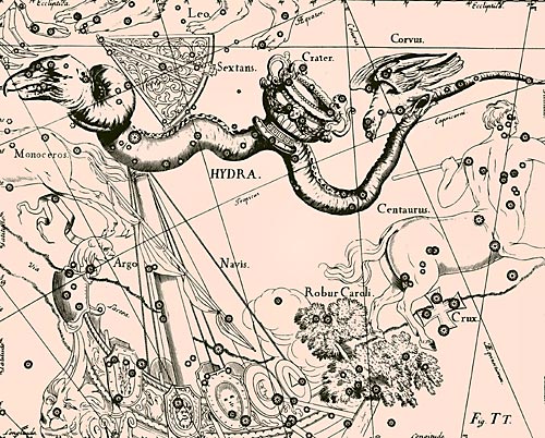 сузір’я Гідра Сузір’я Гидра з Атласу Uranographia Яна Гевелія (1690)